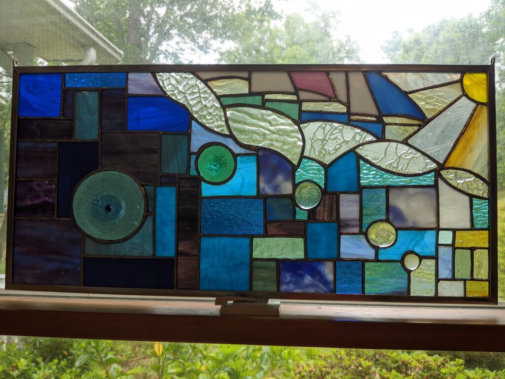 Stained glass surf with sailboats