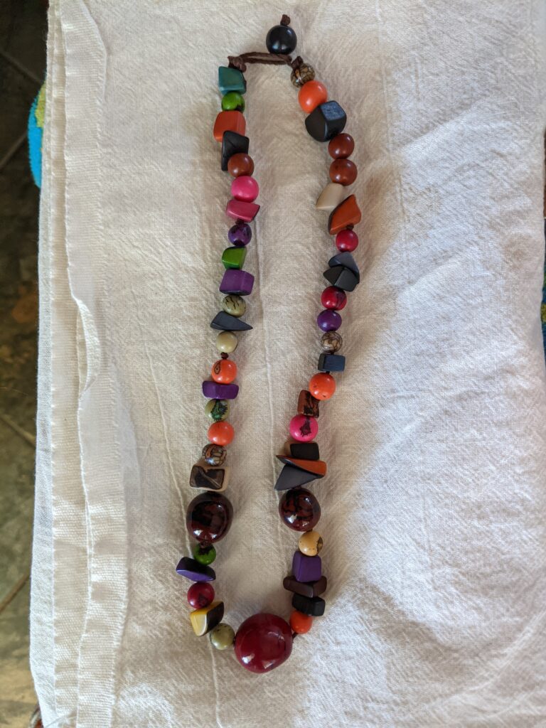 Tagua nuts, Acai beads colorful necklace.