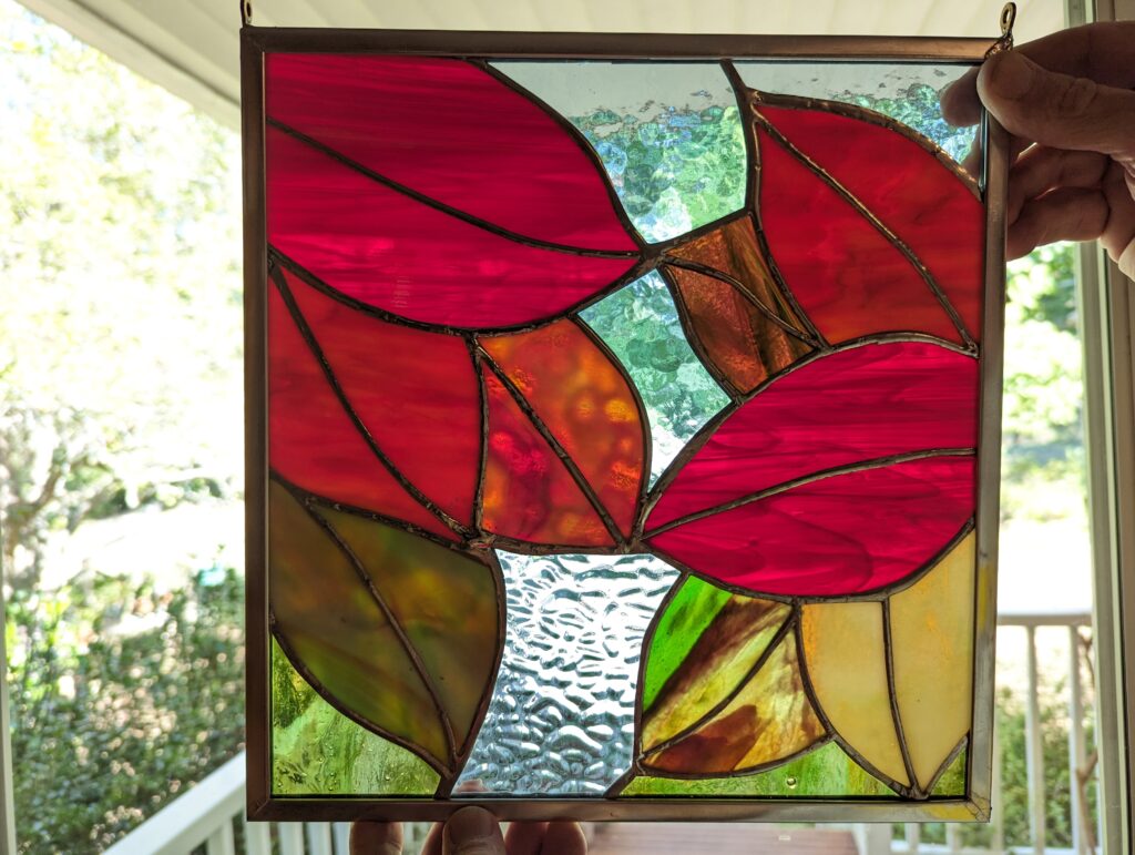 Stained glass Playing with fall colors from the Fuji Persimmon leaves.